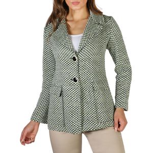 Fontana 2.0 Damen Designer Blazer Woll Jacke Mantel mit Knöpfen und Taschen, Größe:46, Farbe:Grün-grün,schwarz