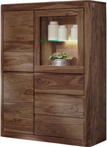 MASSIVMOEBEL24 Vitrine Sheesham 109x40x145 smoked cherry gebeizt TORONTO #109