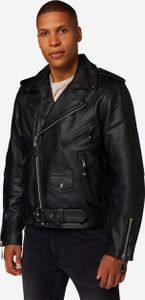Herren Lederjacke Bikerjacke Ricano BRANDO Nappa – schwarz / M