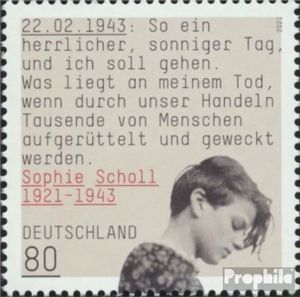 Briefmarken BRD (BR.Deutschland) 2021 Mi 3606 (kompl.Ausg.) postfrisch Sophie Scholl