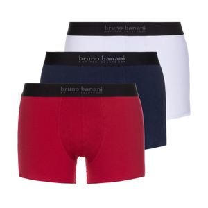 Bruno Banani Herren Boxershorts, 3er Pack - Energy Cotton, Baumwolle, einfarbig mit schwarzem Bund rot/blau/weiß 3XL