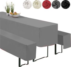 heimtexland ® Kryty sada 3-dílný pivní stan set 1x kryt stolu pivní stůl 2x kryt lavice pivní lavice stolní dekorace typ860 antracit 70x220 cm
