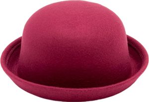 Fedora-Hut mit flacher Oberseite, reine Farbe, Wollimitat, Jazz-Hut, Uni, japanischer Stil, breite Krempe, runder Hut für Damen, Partys, Cosplay, Bowler-Hut, Weinrot