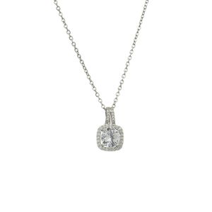 Quadratische Diamant-Zirkon-Halskette, Silber, voller Diamant, Schlüsselbeinkette, Damenschmuck, beste Wahl für Geschenke