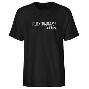 Huuraa Herren T-Shirt Feuerwehrmann mit Herz Bio Baumwolle Fairtrade Oberteil Größe S Black mit Motiv für die tollsten Menschen