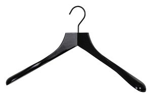 MAWA Kleiderbügel, 5 Stück, Hochwertiger Holzbügel mit Schulterverbreiterung für Mäntel und Jacketts, Kleiderbügel Buchenholz, 45 cm, Schwarz Lackiert