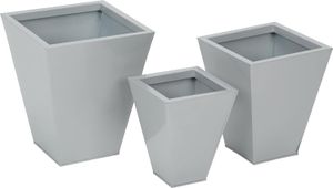 3er Set Metall Pflanztopf Blumentopf Übertopf Kübel wetterfest frostfest silber