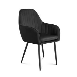 MARK ADLER Prince 6.0 | Esszimmerstühle Küchenstuhl Wohnzimmerstuhl Polsterstuhl Design Stühle | Armlehnen Rückenlehne | Samt | Metallbeine | Schwarz