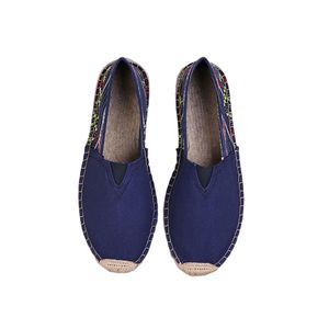 Damen Espadrilles Loafers Canvas Schuh Flats Atmungsaktiv Rutschfest Fahren Freizeitschuhe Tiefes Blau,Größe:EU 39