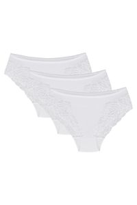 Wolbar dame slip 3-er pack höher bund spitze elegant wb408, weiß, l