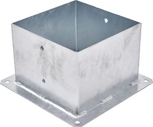 TRIBECCO® Aufschraubhülse für Vierkantholzpfosten Feuerverzinkt (200 x 200 mm) Pfosten Bodenhülse Zaunträger Hülse Bodenplatte Pfostenträger Anker