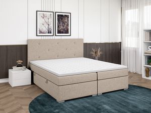 FEDVE Boxspringbett Schlafzimmerbett SYCYLIA mit 2 Bettkästen, Doppelbett mit Bonell-Matratze und Topper 140x200
