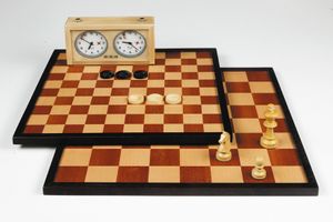 Longfield Games schachbrett und Schachbrett eingelegt 42 x 42 cm, Farbe:Braun,Leer