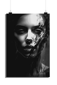 Stilvolles Mädchenporträt Poster - Stilvolles Mädchenporträt in Schwarz-Weiß Poster - Schwarz Weiß Poster - 51x71cm - Perfekt zum Einrahmen