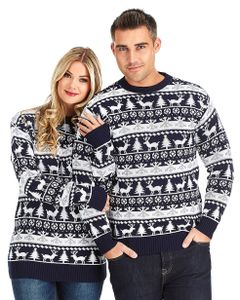 UglyXmas Weihnachtspullover Damen & Herren Christmas Sweater "Modernes Blau & Weiß" Größe M