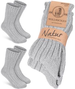 BRUBAKER 2 páry vlněných ponožek - Zimní ponožky pro muže a ženy - Teplé zimní ponožky - Termo ponožky pletené, šedé, velikost 43-46