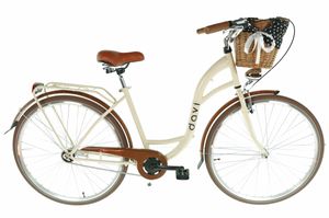 Lila-M dámsky bicykel, 160-185 cm vysoký, 28", Prútený košík, Krémová