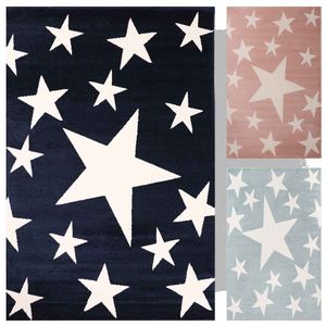 Kinderteppich Teppich Kurzflor Sternenmotiv modern pflegeleicht versch. Farben, Farbe:Blau, Maße:160x230 cm