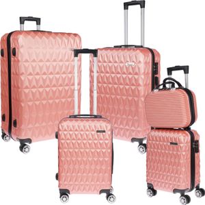 Weissmantel 5er Koffer Set Hartschalenkoffer Koffer Trolley Reisekoffer Kofferset xl mit Bordgepäck als Handgepäck Suitcase 5 teilig Rollkoffer