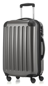 HAUPTSTADTKOFFER - Alex - Handgepäck Hartschalenkoffer Kabinen Gepäck für jede Airline, 4 Rollen, Erweiterbar, 55 cm, 42 Liter,Titan