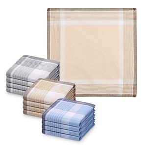 JEMIDI Taschentücher aus Baumwolle - 12x Stofftaschentücher im Set - Taschentuch aus Stoff für Herren - Herrentaschentücher wiederverwendbar - versch. Farben