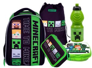 Schule Rucksack Tasche Set Minecraft 5in1