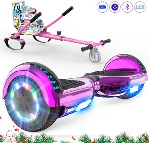 Markboard 6,5 Zoll Hoverboard rosa+ Hoverkart pink, mit Bluetooth und 700W motor |LED-Leuchten|Self Balance Elektroscooter + Gokart, Elektroroller mit Hoversitz