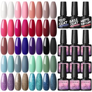 Gel Nagellack Kit 20Pcs 8ml Lang anhaltende Nagel-Gel mit Grundierung matt und glänzend Top Coat Starter Set