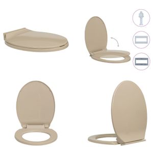 vidaXL Toilettensitz mit Absenkautomatik Beige Oval - Toilettensitz - Toilettensitze - WC-Sitz - WC-Sitze