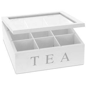Aufbewahrungsbox TEA mit Sichtfenster 22x22x8,5cm Weiß/Silber