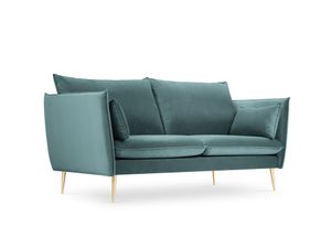 Samtiges Sofa, "Agate", 2 Sitze, Petrol, 143x100x97