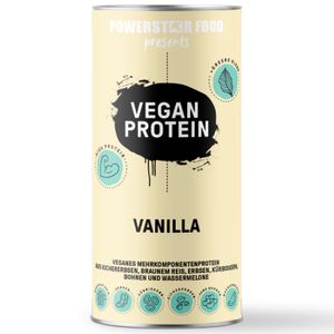 Powerstar VEGAN PROTEIN POWDER 500 g | Ohne Soja | Mehrkomponenten Protein-Pulver mit 10 Superfoods | Ideal zum Muskelaufbau | Vanilla