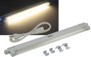 ChiliTec LED Unterbau Küchenleuchte 40cm 4Watt I Verlängerbar I inkl. Kabel Montageclips 230V Aufbauleuchte I Warmweiß