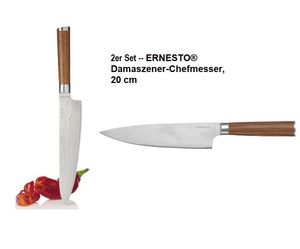 2x Damastmesser Damaszener-Chefmesser Küchenmesser Fleischmesser 20 cm Klinge NEU