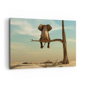 Bild auf Leinwand - Leinwandbild - Einteilig - Elefant sitzend Ast - 100x70cm - Wand Bild - Wanddeko - Wandbilder - Leinwanddruck - Bilder - Wanddekoration - Leinwand bilder - Wandbild - AA100x70-4557