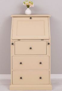 Casa Padrino Landhausstil Sekretär Kommode Beige 65 x 45 x H. 110 cm - Massivholz Schrank mit 5 Schubladen - Massivholz Möbel - Landhausstil Möbel