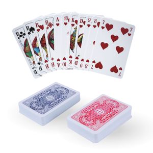 Spielkarten französisches Blatt, 55 Pokerkarten - Farbe Rot und Blau, Ink. Joker, 9cm x 6cm, Canasta Kartenspiel, Karo, Herz, Pik, Kreuz 1x Rot - 1 x Blau