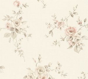 A.S. Création Blumentapete Romantico florale Tapete Vliestapete creme grau rot 10,05 m x 0,53 m