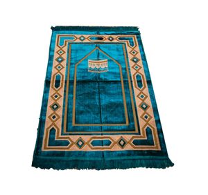 Modlitebný koberec - motív Kaaba 500g - 110x70cm z Turecka - tyrkysová