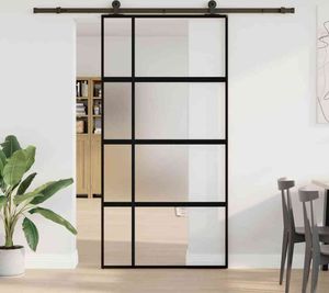 vidaXL Drzwi przesuwne z okuciem 102,5x205 cm szkło hartowane i aluminium