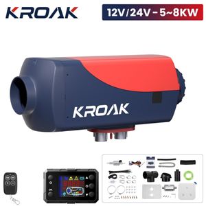 5KW naftový ohřívač, 12V naftový ohřívač vzduchu, LCD naftový ohřívač s tlumičem, dálkové ovládání pro nákladní auto, karavan od KROAK (červený)