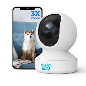 Reolink 5MP PTZ Überwachungskamera WLAN Kamera Innen, 355°/50° Schwenkbare WiFi IP Kamera Indoor mit 3X Optischem Zoom, 2,4/5 GHz WiFi, Mensch/Haustiererkennung, 2-Wege-Audio, E1 Zoom