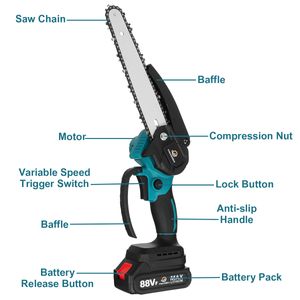 8 Zoll Mini Akku Kettensäge Motorsäge 1000W Elektro-Einhandsäge Baumsäge inkl. 1 Akku