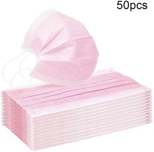50PCS Rosa Maske Einwegmaske rosa mundschutz Vliesmasken 3-lagige bequeme Hygienemaske Anti-flu bacteria rosa Schutzmaske Anti-Staub-Mund-Gesichtsmaske【pinker mundschutz】