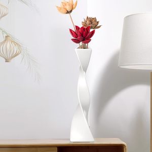 Weiß Vase hoch,Bodenvase, Rosenvase, Vase schmal Weiß, Deko Keramik, große Vase, Premium Porzellan,Spiralvase,()