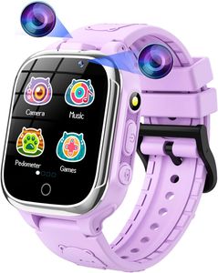 Kinder-Smartwatch mit 24 Spielen und 2 Kameras, Video-Musik-Player,1,54 mit Kalorienzähler, Schrittzähler, Taschenlampe,Wecker, Android IOS Schwarz