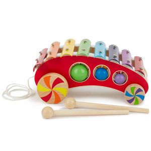 Bieco Kinder Xylophon zum Nachziehen | Musikinstrumente für Kinder ab 1 Jahr | Süßes Musikspielzeug Baby | Glockenspiel für Kinder mit Schlägel | Xylophon Kinder 1 Jahr | Baby Musikinstrumente