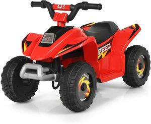 6V Elektrischer Kinder-Quad mit Rückwärtsgang & Elektrischer Bremse, Kinderfahrzeug, Mini Elektroquad für Kinder bis 30 kg, max. 4,6 km/h, Elektrofahrzeuge (Rot)