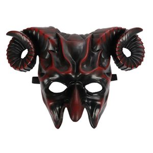 Halloween-Teufel-Ochsenhorn-Maske, halbes Gesicht, Party, Cosplay, Requisiten, Maskerade, Kostümzubehör für Männer und Frauen