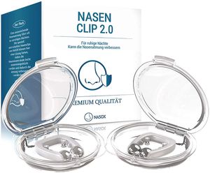 Premium Nasenclip NASOX® - Schnarchen Antischnarch Clip 2er Set mit Transportbox - Nasenclip Schnarchklammer